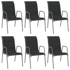 Складные садовые стулья, 6 шт, черные цена и информация | Садовые стулья, кресла, пуфы | pigu.lt