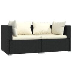 Lauko sofa, su pagalvėlėmis, juoda цена и информация | Садовые стулья, кресла, пуфы | pigu.lt