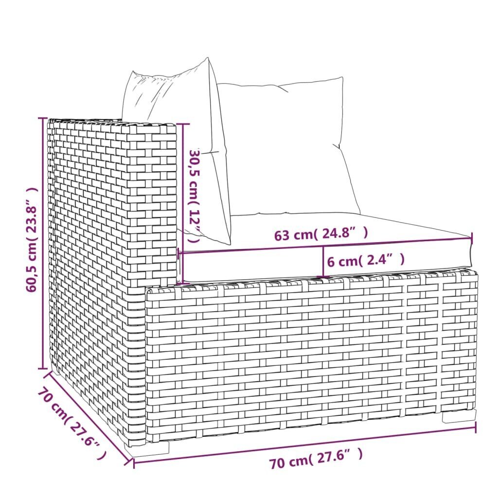 Lauko sofa vidaXL, su pagalvėlėmis, juoda kaina ir informacija | Lauko kėdės, foteliai, pufai | pigu.lt