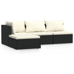 Sodo baldų komplektas, su pagalvėmis, 4 dalių, juodas цена и информация | Комплекты уличной мебели | pigu.lt