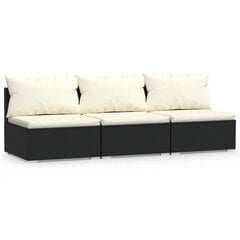 Lauko sofa vidaXL, su pagalvėlėmis, juoda цена и информация | Садовые стулья, кресла, пуфы | pigu.lt