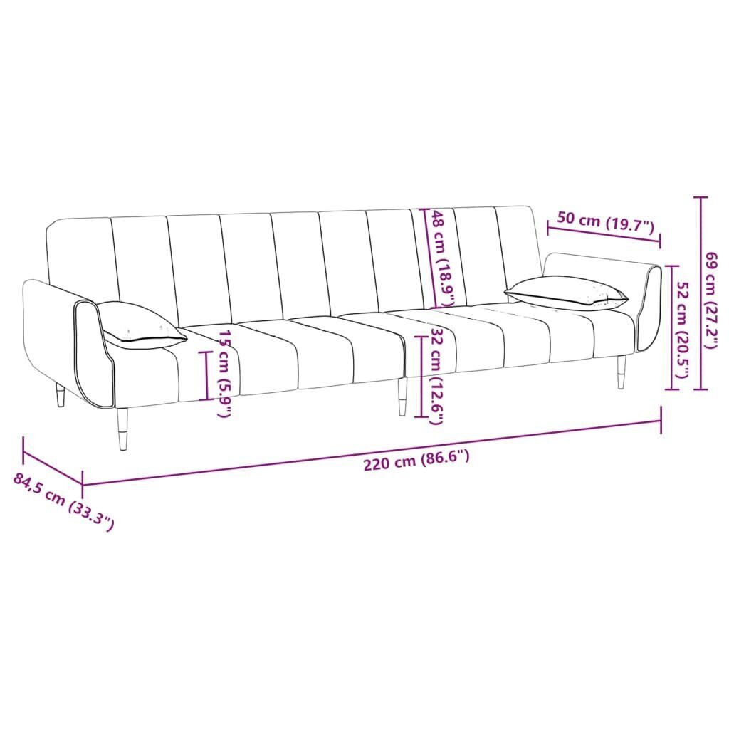 Sofa-lova vidaXL, mėlyna kaina ir informacija | Sofos | pigu.lt