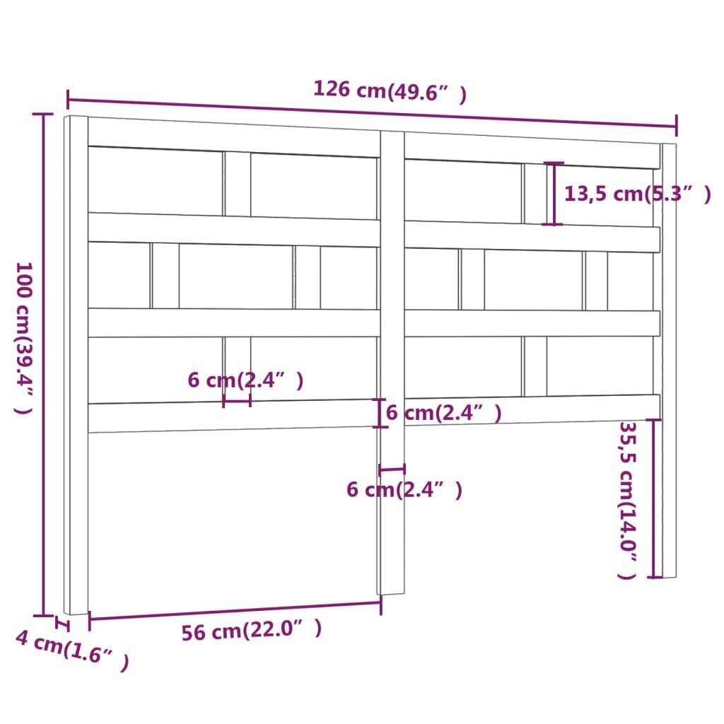 Lovos galvūgalis, 126x4x100 cm, baltas kaina ir informacija | Lovos | pigu.lt