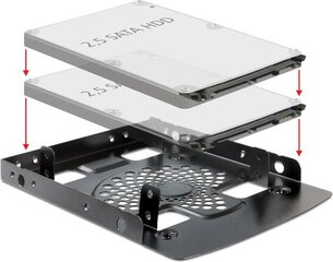 Delock Installation frame 3.5″ > 2 x 2.5″ HDD (18198) цена и информация | Аксессуары для компонентов | pigu.lt