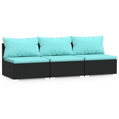 Lauko sofa vidaXL, su pagalvėlėmis, juoda цена и информация | Садовые стулья, кресла, пуфы | pigu.lt