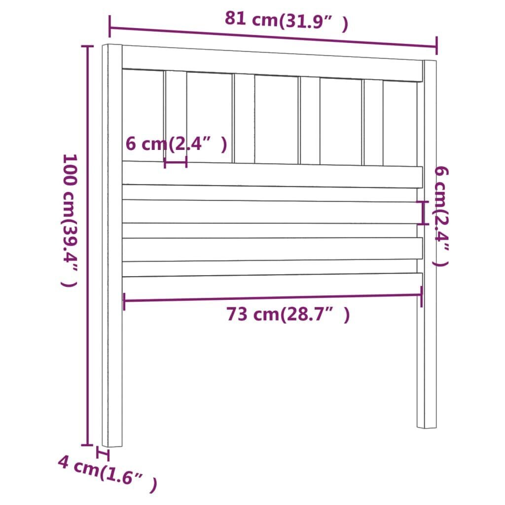 Lovos galvūgalis, 81x4x100 cm, pilkas kaina ir informacija | Lovos | pigu.lt