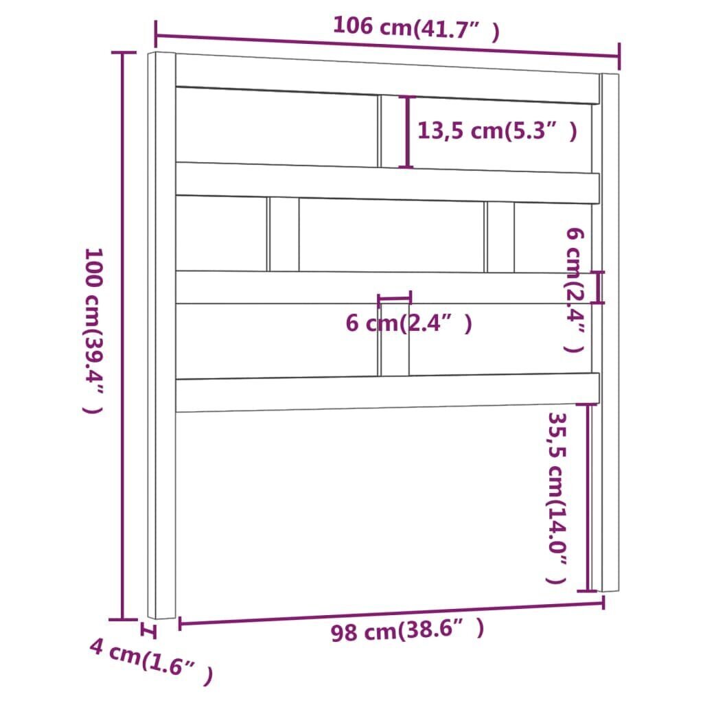 Lovos galvūgalis, 106x4x100 cm, rudas kaina ir informacija | Lovos | pigu.lt