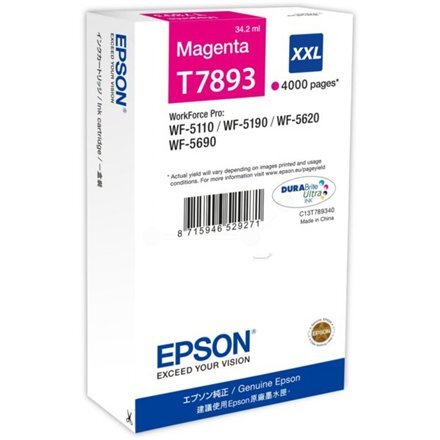 Epson C13T789340/34,2ml Magenta/ skirtas WF-5xxxSeries kaina ir informacija | Kasetės rašaliniams spausdintuvams | pigu.lt
