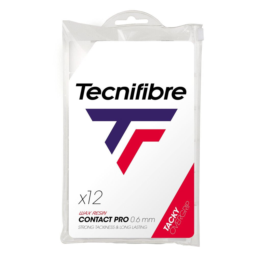 Teniso rakečių apvijos Tecnifibre CONTACT PRO, 12 vnt, Baltas цена и информация | Lauko teniso prekės | pigu.lt