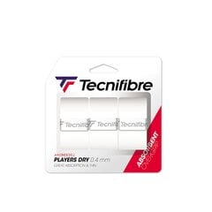 Обмотки для теннисной ракетки Tecnifibre Players Dry 3 шт. белые цена и информация | Товары для большого тенниса | pigu.lt