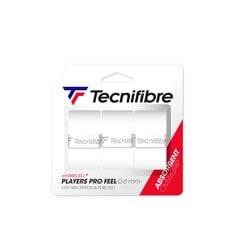 Обмотки для теннисной ракетки Tecnifibre Players Pro Feel 3 шт. белые цена и информация | Товары для большого тенниса | pigu.lt