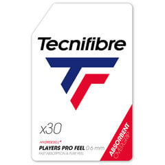 Обмотки для теннисной ракетки Tecnifibre Players Pro Feel 30 шт. белые цена и информация | Товары для большого тенниса | pigu.lt