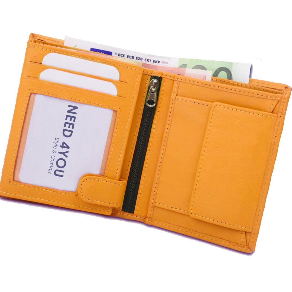 Piniginė iš natūralios odos Need 4You, geltona kaina ir informacija | Piniginės, kortelių dėklai moterims | pigu.lt