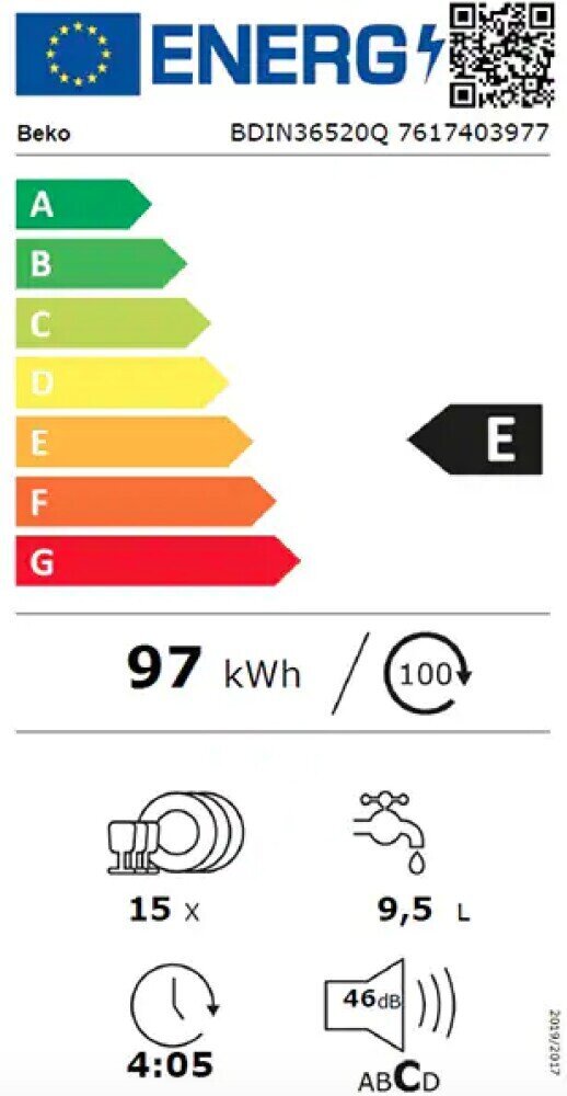 Beko BDIN36520Q цена и информация | Indaplovės | pigu.lt