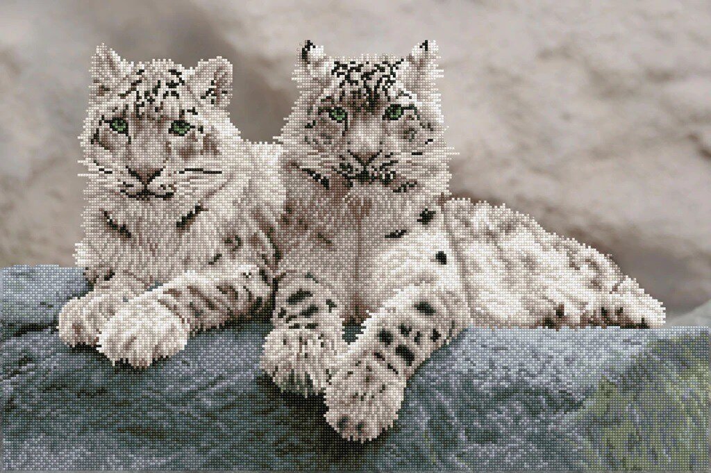 Deimantinė mozaika Snow leopards 50x75 cm kaina ir informacija | Deimantinės mozaikos | pigu.lt