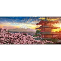 Алмазная мозаика Mout Fuji and chureito Pagoda at sunset Japan 33х72 см цена и информация | Алмазная мозаика | pigu.lt