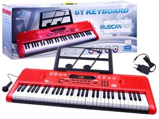 Pianinas vaikams su mikrofonu ir 61 klavišu SD-6118, raudonas kaina ir informacija | Lavinamieji žaislai | pigu.lt