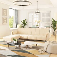 Dvivietė vidaXL sofa-lova su pakoja, smėlio spalvos kaina ir informacija | Sofos | pigu.lt