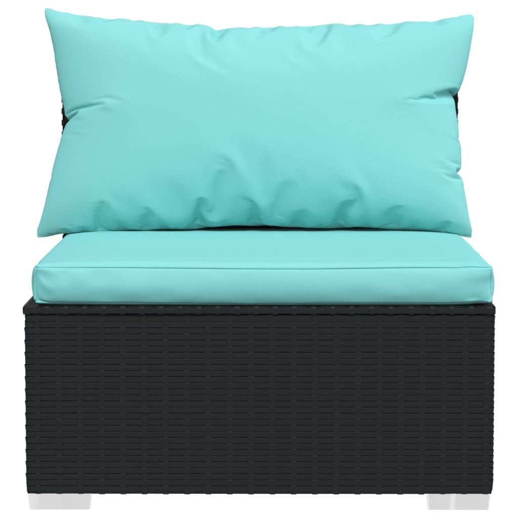 vidaXL Sodo komplektas su pagalvėlėmis, 7 dalių, juodas, poliratanas цена и информация | Lauko baldų komplektai | pigu.lt