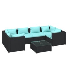 Комплект уличной мебели с подушками, 7 частей, черный цена и информация | Комплекты уличной мебели | pigu.lt