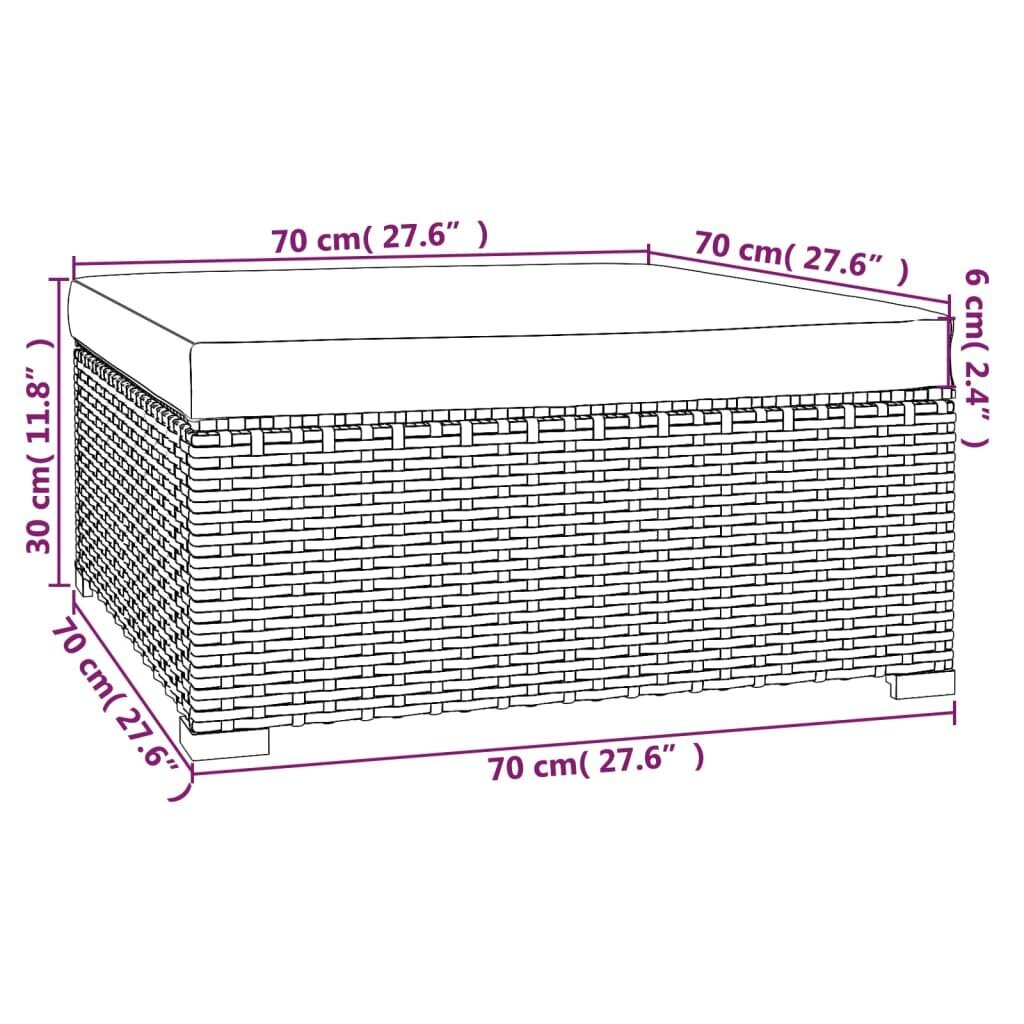 vidaXL Sodo pakoja su pagalvėle, juoda, 70x70x30cm, poliratanas kaina ir informacija | Lauko kėdės, foteliai, pufai | pigu.lt