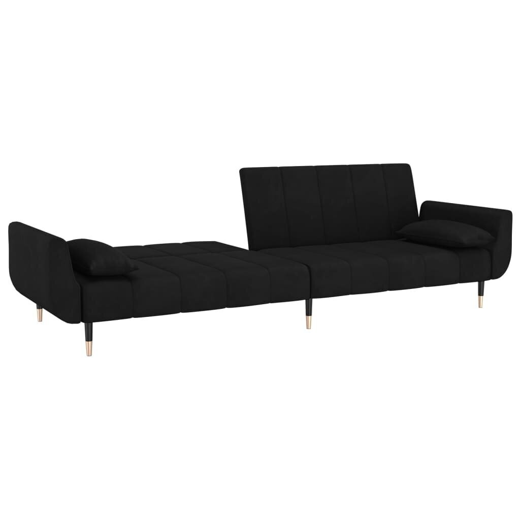 Dvivietė vidaXL sofa-lova, juoda цена и информация | Sofos | pigu.lt