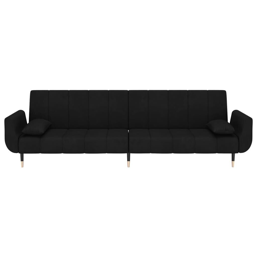 Dvivietė vidaXL sofa-lova, juoda kaina ir informacija | Sofos | pigu.lt