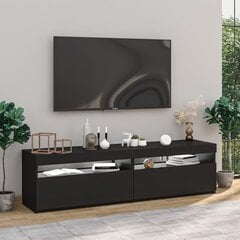 vidaXL Televizoriaus spintelės su LED, 2vnt., juodos, 75x35x40cm цена и информация | Тумбы под телевизор | pigu.lt