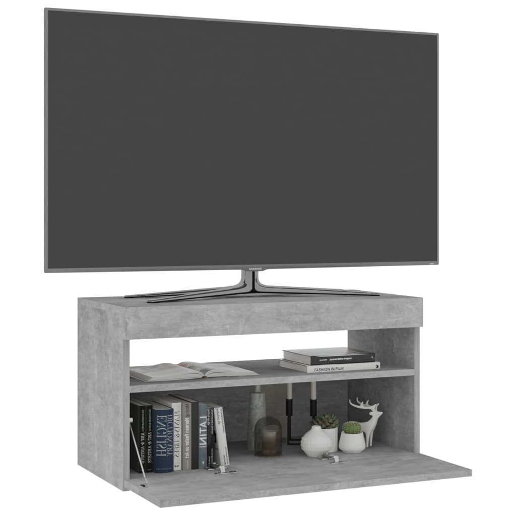 vidaXL Televizoriaus spintelė su LED apšvietimu, betono, 75x35x40cm kaina ir informacija | TV staliukai | pigu.lt