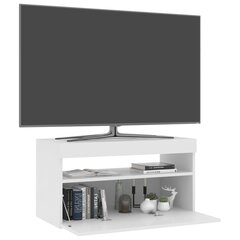 vidaXL Televizoriaus spintelė su LED, balta, 75x35x40cm, blizgi kaina ir informacija | TV staliukai | pigu.lt