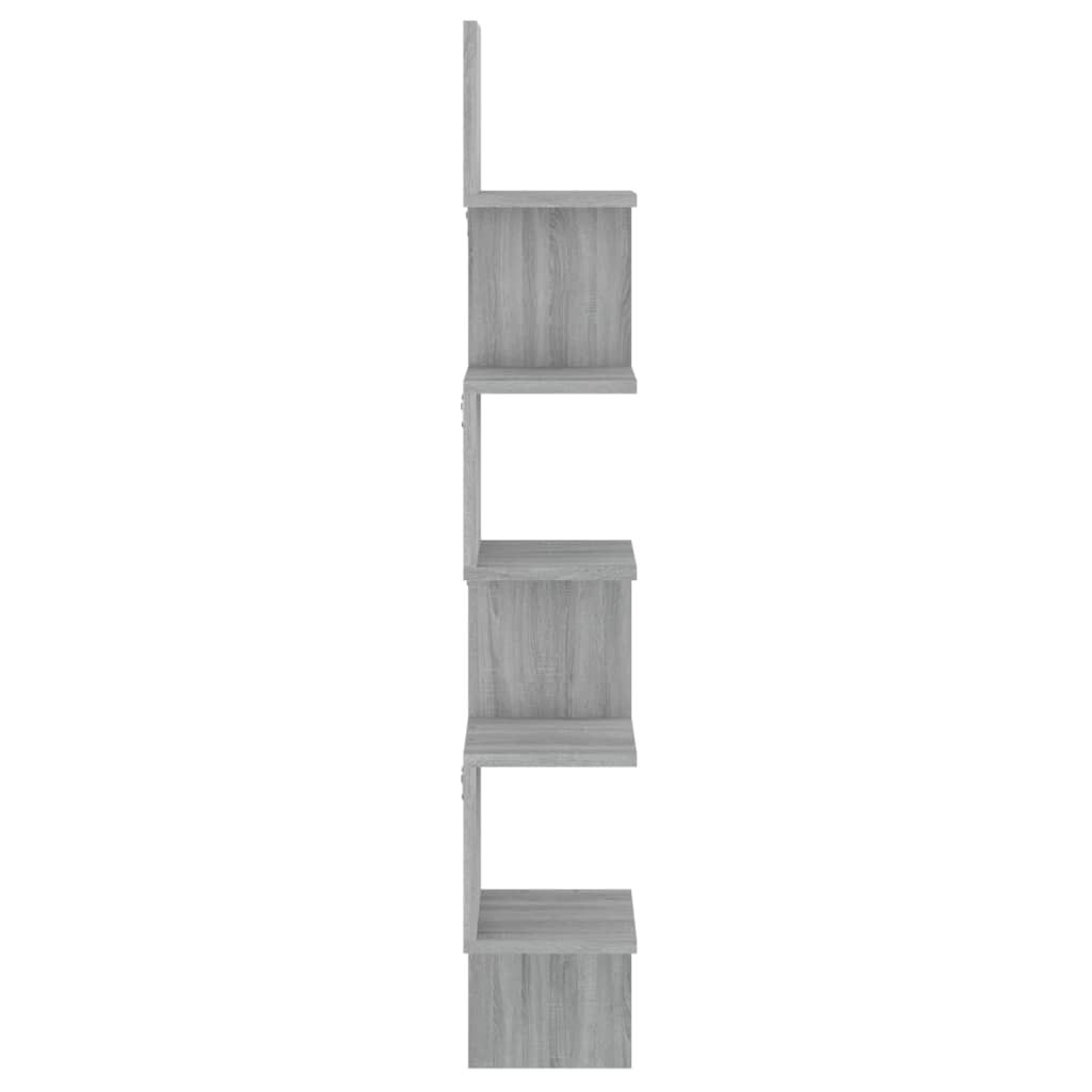 Sieninė kampinė lentyna, pilka ąžuolo, 20x20x127,5cm, mediena kaina ir informacija | Lentynos | pigu.lt