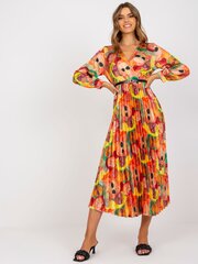 оранжевое плиссированное платье с яркими узорами цена и информация | Платья | pigu.lt
