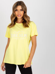 желто-белая хлопковая футболка с надписью цена и информация | Женские блузки, рубашки | pigu.lt