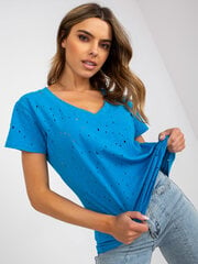 Женская синяя однотонная футболка цена и информация | Женские блузки, рубашки | pigu.lt