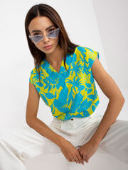 сине-желтая блуза с принтом и v-образным вырезом rue paris цена и информация | Женские блузки, рубашки | pigu.lt