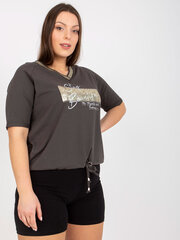 хлопковая блуза цвета хаки большого размера с v-образным вырезом цена и информация | Женские блузки, рубашки | pigu.lt