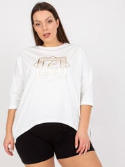 biała bawełniana bluzka plus size z rękawem 3/4 цена и информация | Женские блузки, рубашки | pigu.lt