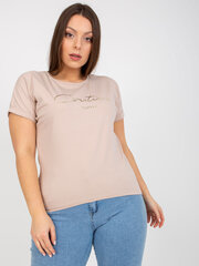 Женская футболка больших размеров бежевого цвета цена и информация | Женские блузки, рубашки | pigu.lt