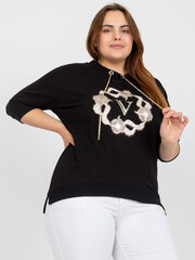 женская черная блузка больших размеров с рукавом 3/4 цена и информация | Женские блузки, рубашки | pigu.lt
