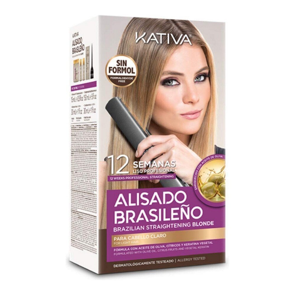 Braziliško plaukų tiesinimo rinkinys Kativa Pro Blonde цена и информация | Priemonės plaukų stiprinimui | pigu.lt