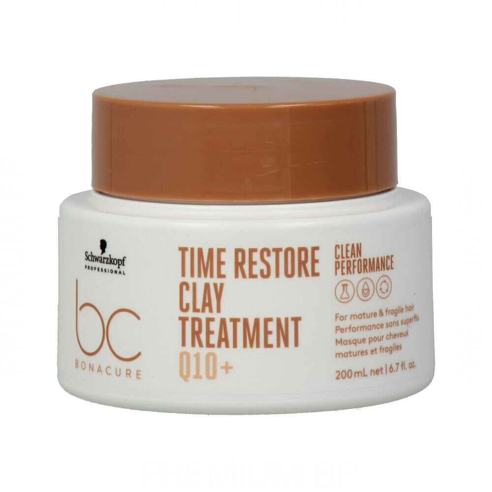 Kaukė normaliems plaukams Schwarzkopf Bonacure Time Restore Clay, 200 ml kaina ir informacija | Priemonės plaukų stiprinimui | pigu.lt