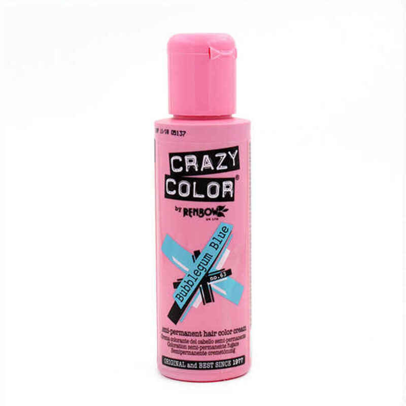 Pusiau ilgalaikiai plaukų dažai Crazy Color Nº 63 Bubblegum Blue, 100 ml kaina ir informacija | Plaukų dažai | pigu.lt