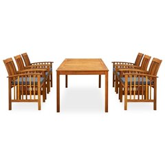 vidaXL 7 dalių sodo baldų komplektas su čiužiniais, akacijos mediena цена и информация | Комплекты уличной мебели | pigu.lt