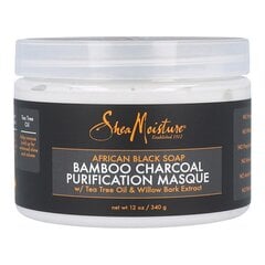 Plaukų kaukė Shea Moisture African Black Soap Bamboo Charcoal, 340 g kaina ir informacija | Priemonės plaukų stiprinimui | pigu.lt