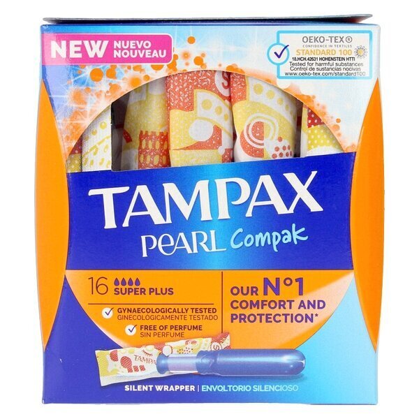 Tamponai Tampax Plius Pearl Compak, 16 vnt kaina ir informacija | Tamponai, higieniniai paketai, įklotai | pigu.lt