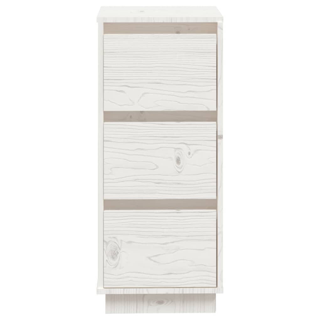 vidaXL Šoninė spintelė, balta, 32x34x75cm, pušies medienos masyvas kaina ir informacija | Svetainės spintelės | pigu.lt