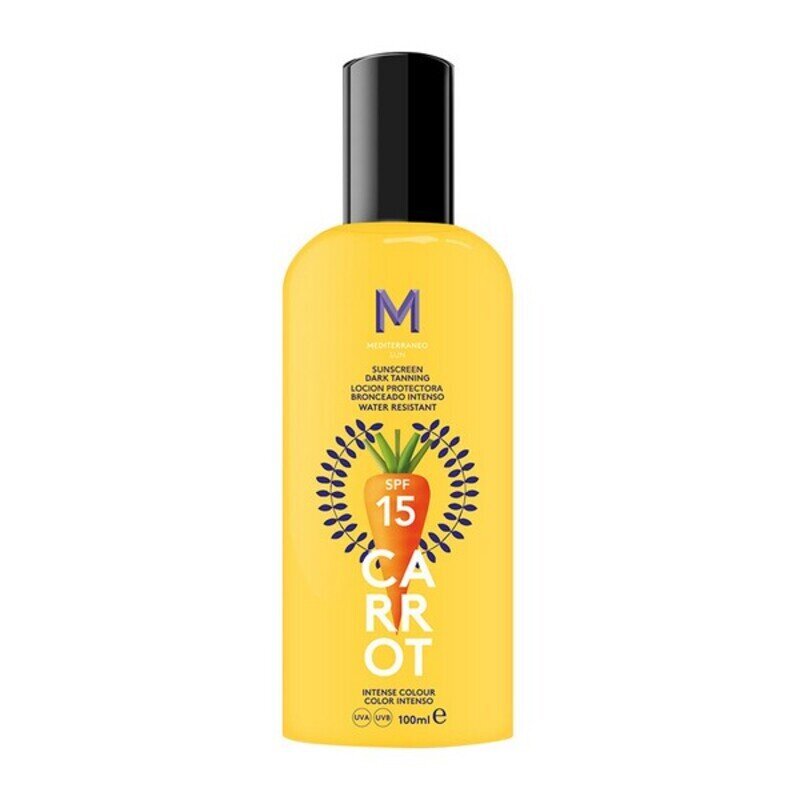 Kremas nuo saulės Mediterraneo Sun Carrot Sunscreen Dark Tanning Spf15, 100 ml цена и информация | Kremai nuo saulės | pigu.lt