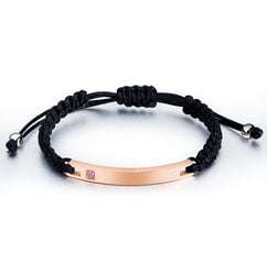 Плетёный браслет чёрного цвета с позолоченными элементами и розовым камнем цена и информация | Мужские украшения | pigu.lt