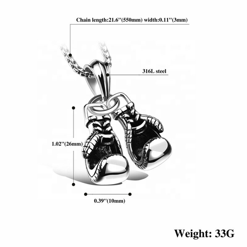 Pakabinamos bokso pirštinės su grandinėle, juodos kaina ir informacija | Vyriški papuošalai | pigu.lt