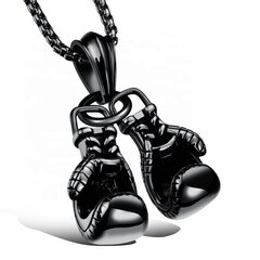 Чёрная подвеска боксёрские перчатки с цепочкой цена и информация | Мужские украшения | pigu.lt